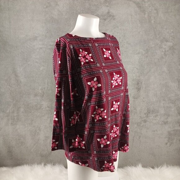NWT CHARTER CLUB floral top M(8-10) 100% Pima Cotton Multi Colore Knit Boat Neck - Picture 5 of 10